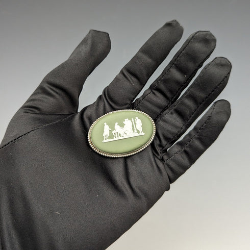 British Vintage Wedgwood Green Jasperware Brooch