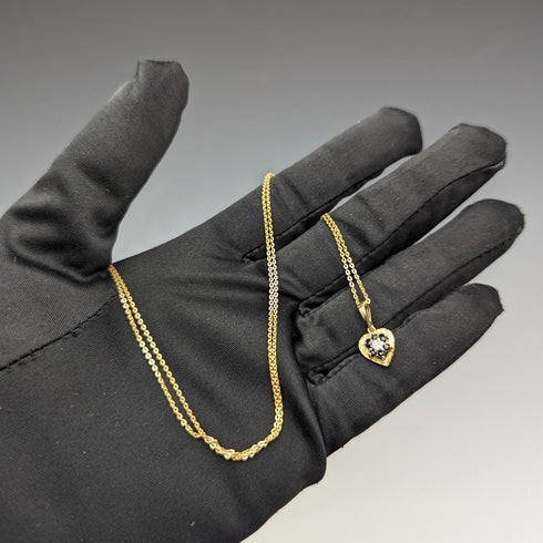 British Vintage K9 Gold & Sapphire Heart Pendant Necklace
