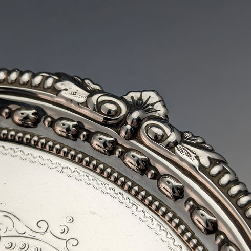 1899 年英國古董純銀 Salva 卡托盤直徑 22 公分 315 克 Mappin Brothers