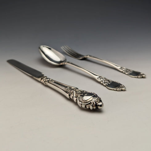 1847年 英国アンティーク 純銀製クリスニングカトラリーセット 計113g ケース入 JG