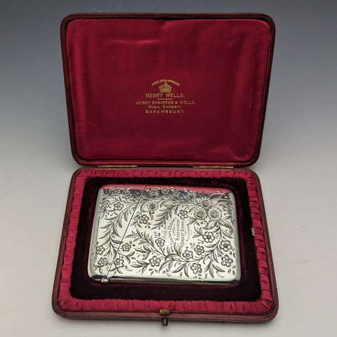 1901年 英国アンティーク 純銀製カードケース 86g ケース入 Stokes & Ireland