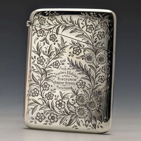 1901 British Antique Sterling Silver Card Case 86g Case Stokes & Ireland