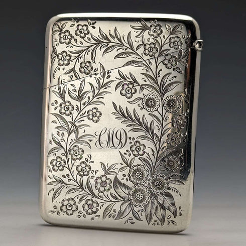 1901 British Antique Sterling Silver Card Case 86g Case Stokes & Ireland