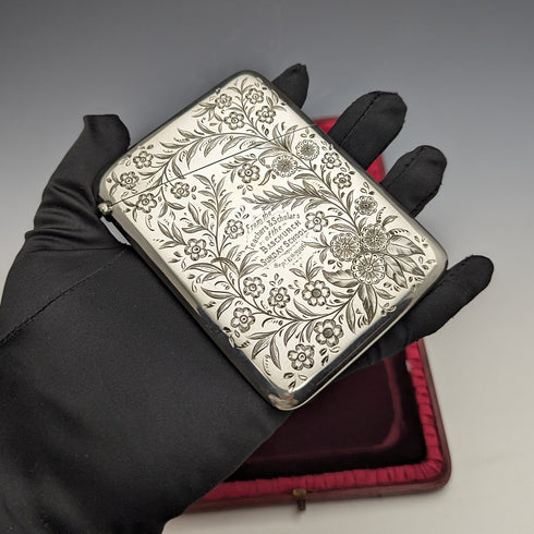 1901年 英国アンティーク 純銀製カードケース 86g ケース入 Stokes & Ireland