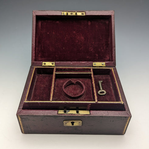 英國古董皮革懷錶和珠寶盒配件盒