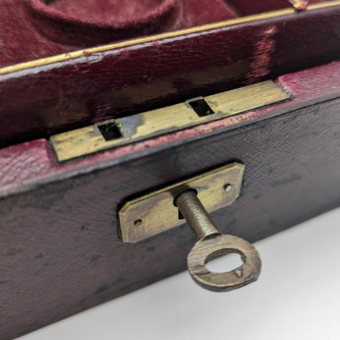 英國古董皮革懷錶和珠寶盒配件盒