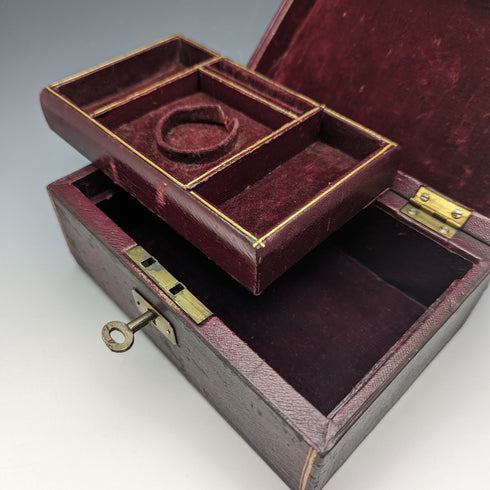 英國古董皮革懷錶和珠寶盒配件盒