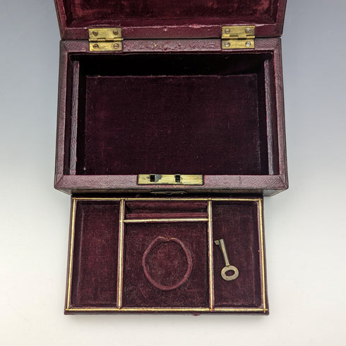 英國古董皮革懷錶和珠寶盒配件盒