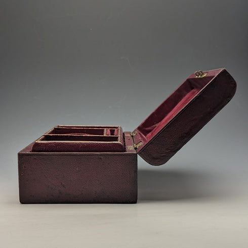 英國古董皮革懷錶和珠寶盒配件盒