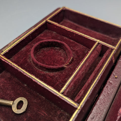 英國古董皮革懷錶和珠寶盒配件盒