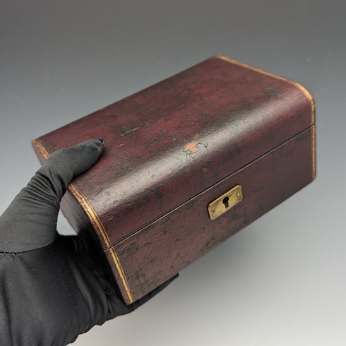 英國古董皮革懷錶和珠寶盒配件盒