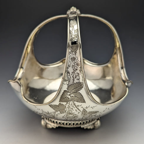 約 1880 年英國古董鍍銀籃亨利·阿特金兄弟