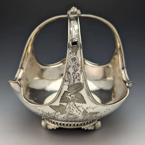 1880年頃 英国アンティーク シルバープレート製バスケット Henry Atkin Brothers