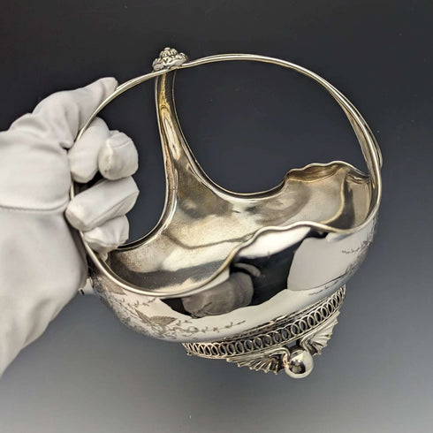 1880年頃 英国アンティーク シルバープレート製バスケット Henry Atkin Brothers