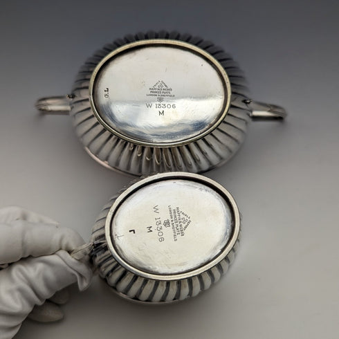 1905年頃 英国アンティーク シルバープレート製 シュガーボウル&クリームジャグ Mappin & Webb