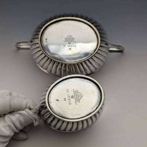 Circa 1905 British Antique Silver Plated Sugar Bowl & Cream Jug Mappin & Webb