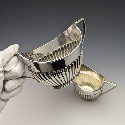 1905年頃 英国アンティーク シルバープレート製 シュガーボウル&クリームジャグ Mappin & Webb