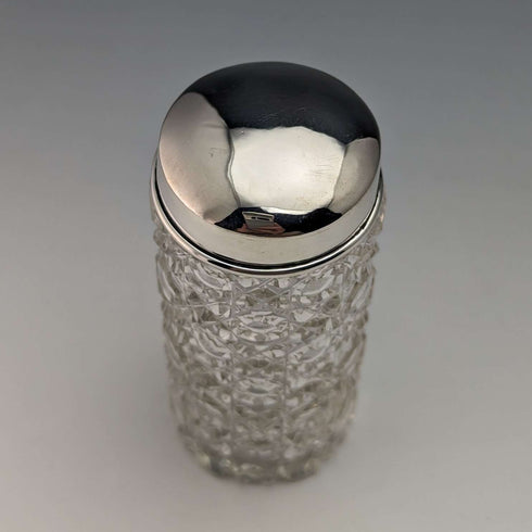 Late 19th century British antique cut glass jar with silver plated lid