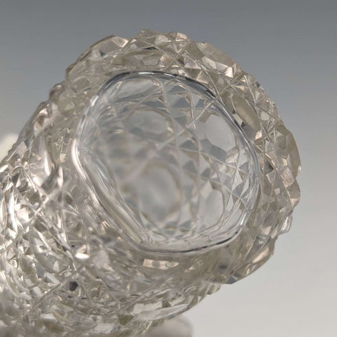 Late 19th century British antique cut glass jar with silver plated lid