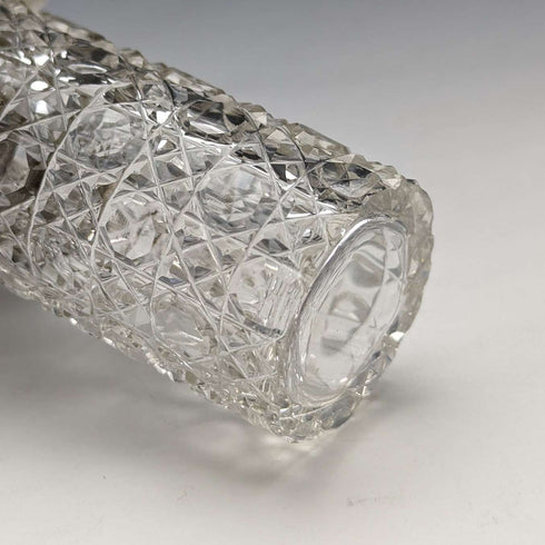 Late 19th century British antique cut glass jar with silver plated lid