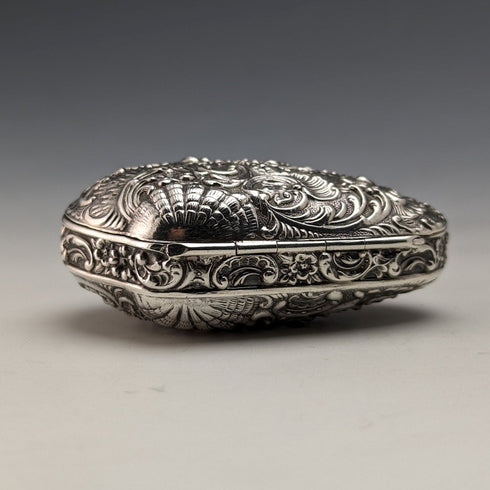 Early 20th Century Antique 830 Silver Finely Engraved Shell Box 21g