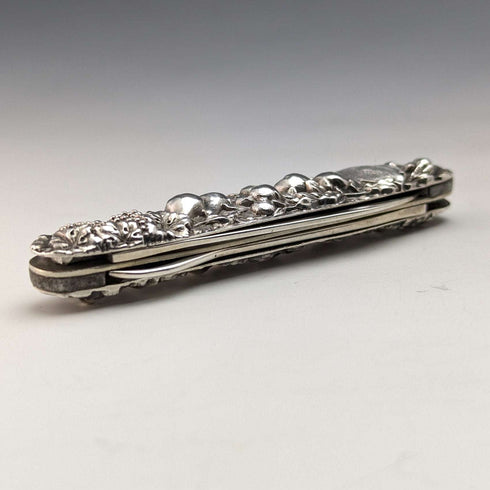 Early 20th Century American Antique Sterling Silver Fruit Knife & Pick Relief Engraving