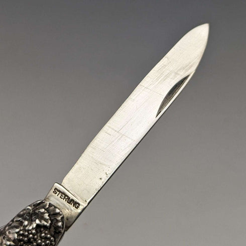 Early 20th Century American Antique Sterling Silver Fruit Knife & Pick Relief Engraving