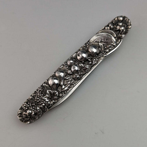 Early 20th Century American Antique Sterling Silver Fruit Knife & Pick Relief Engraving
