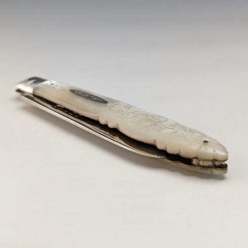 1893 年英國古董白色珍珠柄純銀刀片小刀,裝在 Arthur Worral Staniforth 盒中