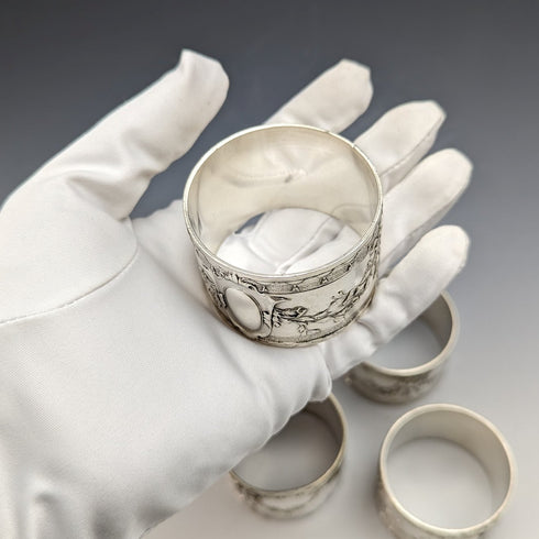 フレンチアンティーク シルバープレート製 ナプキンリング 4個セット SFAM