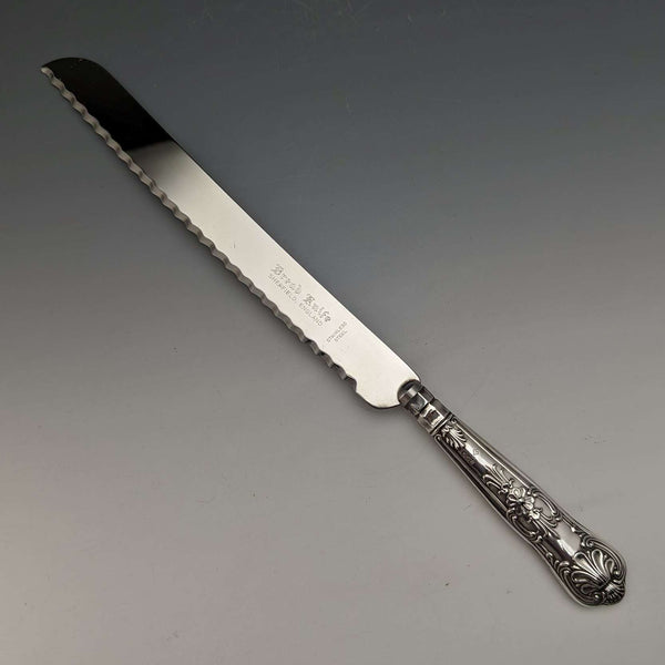 1967 British Vintage Sterling Silver Handle Bread Knife Harrison Brothers