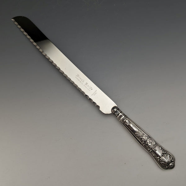 1967 British Vintage Sterling Silver Handle Bread Knife Harrison Brothers