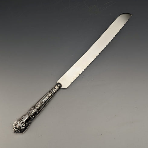 1967 British Vintage Sterling Silver Handle Bread Knife Harrison Brothers