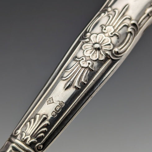 1967 British Vintage Sterling Silver Handle Bread Knife Harrison Brothers