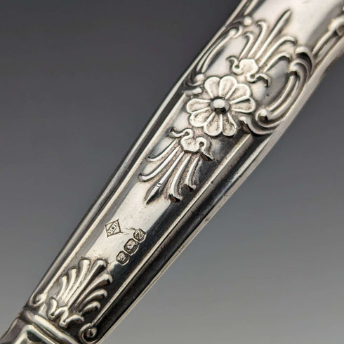 1967 British Vintage Sterling Silver Handle Bread Knife Harrison Brothers