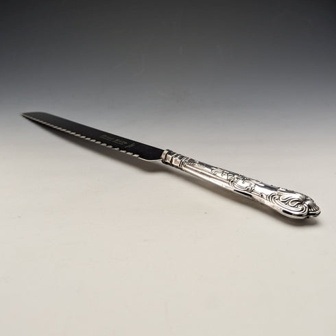 1967 British Vintage Sterling Silver Handle Bread Knife Harrison Brothers