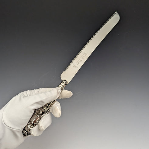1967 British Vintage Sterling Silver Handle Bread Knife Harrison Brothers
