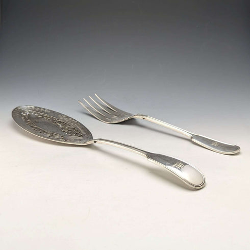 Late 19th Century British Antique Silver Plated Fish Server Set Mappin&Webb