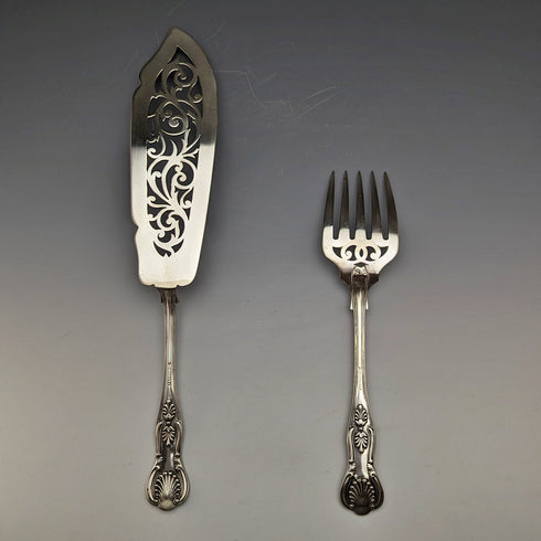 十九世紀末英國古董銀盤魚服務器套裝