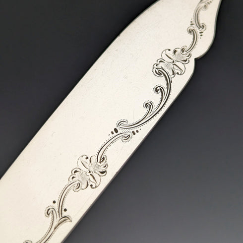 1923年 英国アンティーク フィッシュカトラリー5ペアセット 白蝶貝ハンドル 純銀ブレード Allen & Darwin