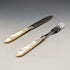 1923 British Antique Fish Cutlery 5 Pair Set White Pearl Handle Sterling Silver Blade Allen & Darwin