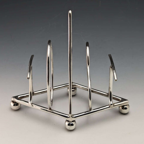 Estante para tostadas vintage de plata chapada británica con la palabra "TOAST"