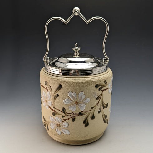 英国アンティーク 陶器&シルバープレート ビスケットバレル TAYLOR TUNNICLIFFE