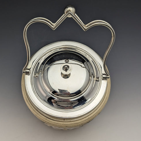 英国アンティーク 陶器&シルバープレート ビスケットバレル TAYLOR TUNNICLIFFE