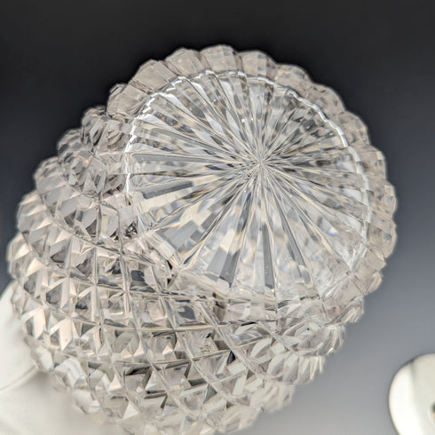 1912 British Antique Cut Glass Biscuit Barrel Sterling Silver Lid Goldsmiths & Silversmiths