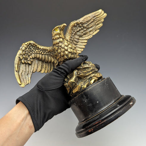 ヴィンテージ ゴールドプレート イーグル フィギュリン 木製土台