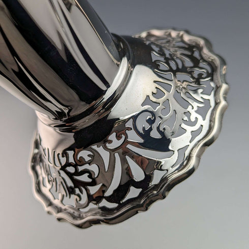 1899 British Antique Sterling Silver Vase Pair with Earring Decoration Total 445g Manoah Rhodes