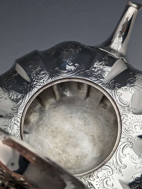1847 British Antique Sterling Silver Melon-shaped Teapot 696g Charles&George