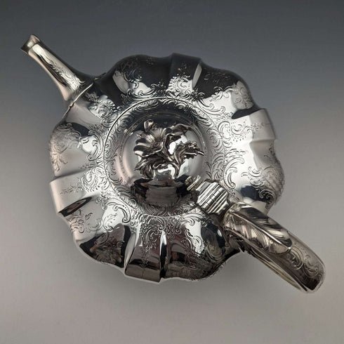 1847 British Antique Sterling Silver Melon-shaped Teapot 696g Charles&George
