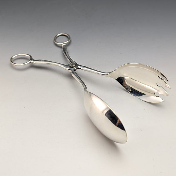 British antique silver plated salad tongs